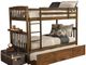 Kodiak Furniture Claire Rustic Walnut Twin Bunk Bed and Trundle Bed with Tray-0