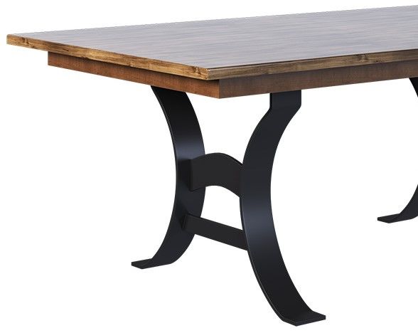 Country View Woodworking Customizable Cordova 42" Hickory Top Dining Table with 4-Leaves and Brown Maple Base-1