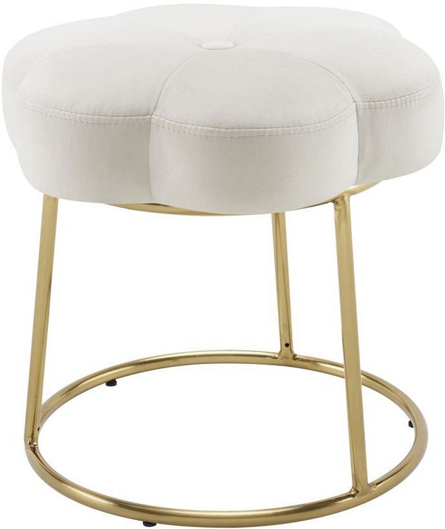 Linon Flower White Vanity Stool-0