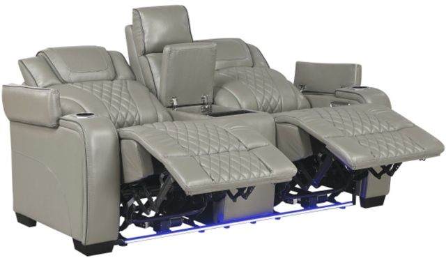 Homelegance® Apex Gray Double Power Reclining Console Loveseat-3