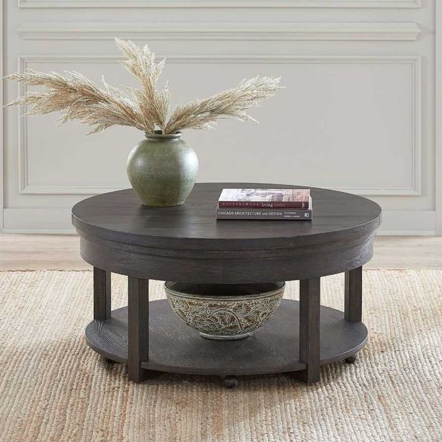 Liberty Furniture Weston Peppercorn Round Lift Top Cocktail Table-1