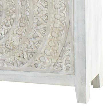 Jaipur Furniture Carved Lace White Washed Cabinet-1
