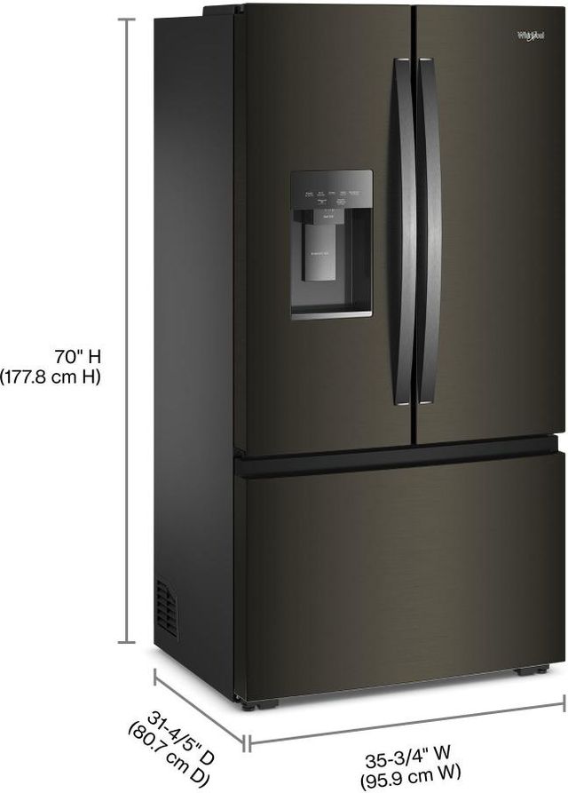 Whirlpool® 36" 23.4 Cu. Ft. Black Stainless Finish Counter Depth French Door Refrigerator with Nugget Ice-4