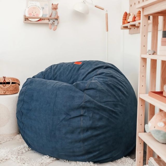 CordaRoy's® Blue Sueded Denim Queen Bean Bag-3
