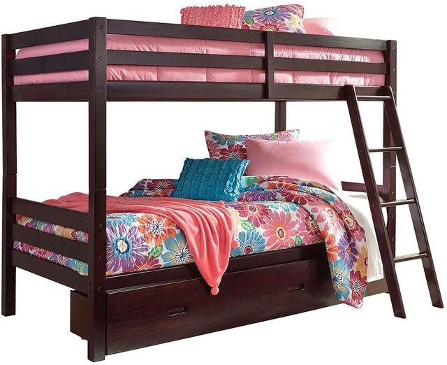 Signature Design by Ashley® Halanton Dark Brown Twin/Twin Bunk Bed with Storage Drawer-0