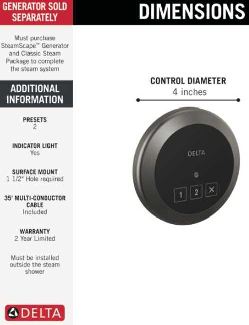 Delta Universal Showering Lumicoat® Black Stainless Round Exterior Steam Control-1