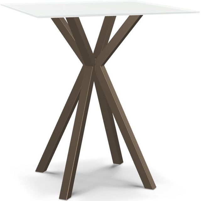 Amisco Customizable Asterisk White Glass Square Bar Table with Starburst Stand-0