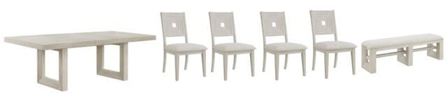 Elements International Avalanche 6-Piece Antique White Dining Set with Arm Chair-0