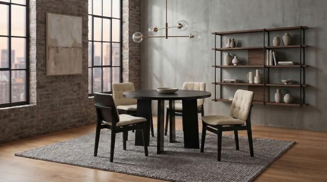 Coaster® Strouse 5-Piece Black/Cream Round Dining Table Set-1