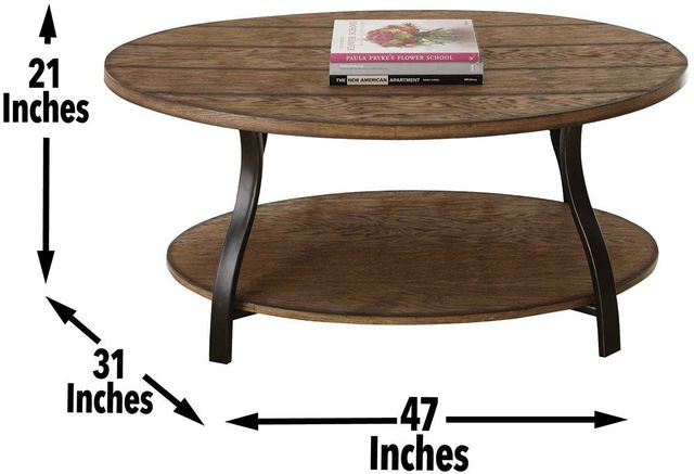 Steve Silver Co. Denise Oak Cocktail Table with Black Base-1
