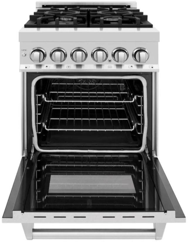 ZLINE Legacy 24" Stainless Steel Pro Style Dual Fuel Range with 4 Burner Gas Cooktop and Electric Convection Oven in Satin Stainless Steel Door-1