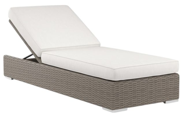 Sunset West Coronado Driftwood Resin Wicker Outdoor Adjustable Chaise with Canvas Flax Cushion-0