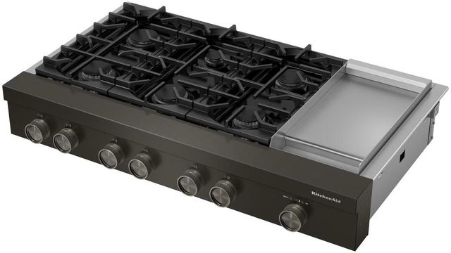 KitchenAid® 48" Black Ore Commercial-Style Gas Rangetop with Griddle-2