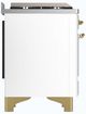 Ilve® Majestic III 60" White Pro Style Dual Fuel Liquid Propane Range with French Top and Brass Trim-4