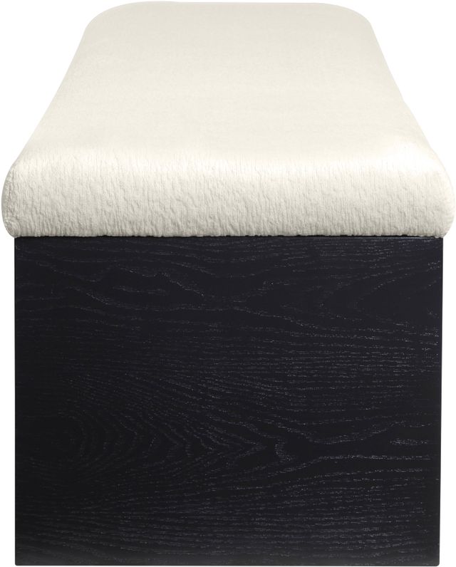Meridian Furniture Lawson Cream/Black Velour Fur Fabric Bench-2