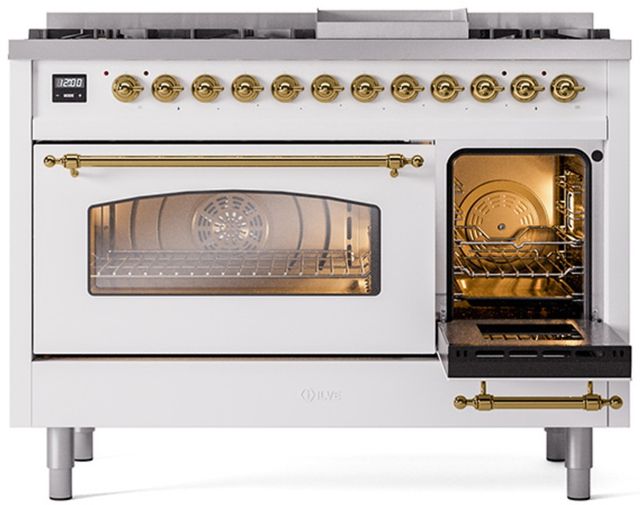 Ilve® Nostalgie II Series 48" White Pro Style Dual Fuel Range-3