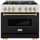 ZLINE Classic Series Autograph Edition 36" Satin Stainless Steel Pro Style Dual Fuel Range with Black Matte Door and Champagne Bronze Accents-0