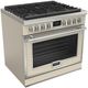 Fulgor Milano® Evoque 400 Series 36” Matte Ivory Pro Style Dual Fuel Range with Chrome Trim-0