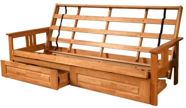 Kodiak Furniture Monterey Suede Gray/Butternut Queen Storage Futon with Mattress-1