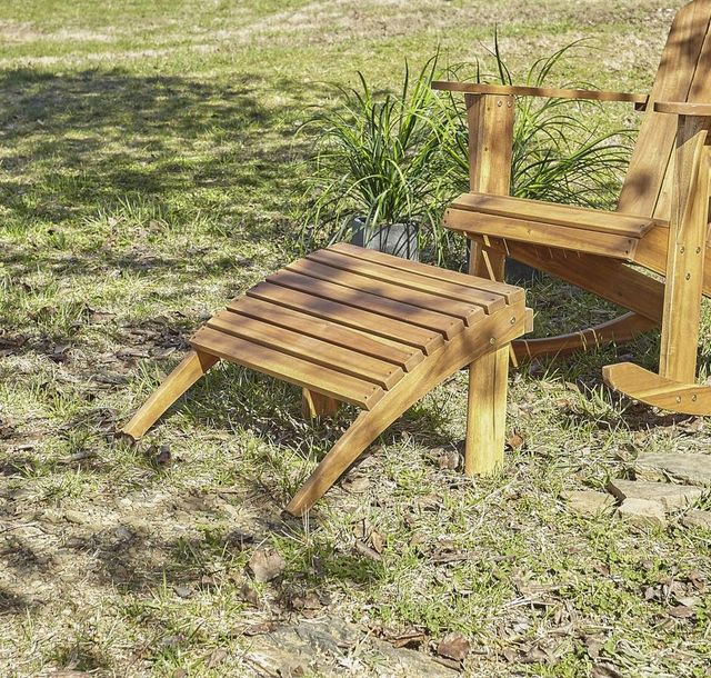 Linon Adirondack Brown Wooden Ottoman-1