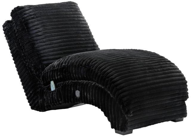 Elements International Nori Black Chaise with Heat Massage, USBC and LED-0