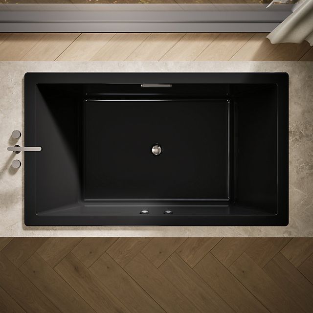 KOHLER® Underscore® Black 72" x 42" Drop-In Heated Bubble Massage™ Air Bath with Bask® Heated Surface-2