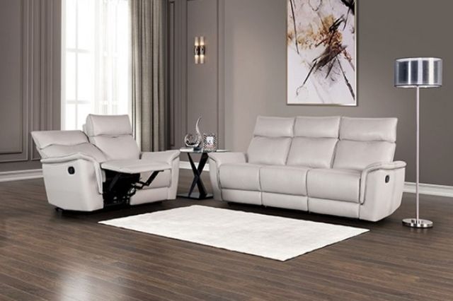 Furniture of America® Bienne Taupe Manual Reclining Sofa-1