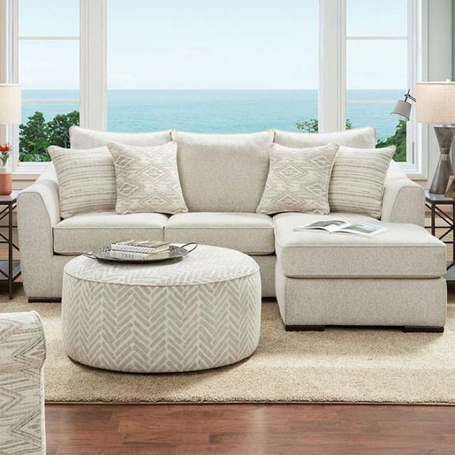 Furniture of America® Saltney Beige Ottoman-1