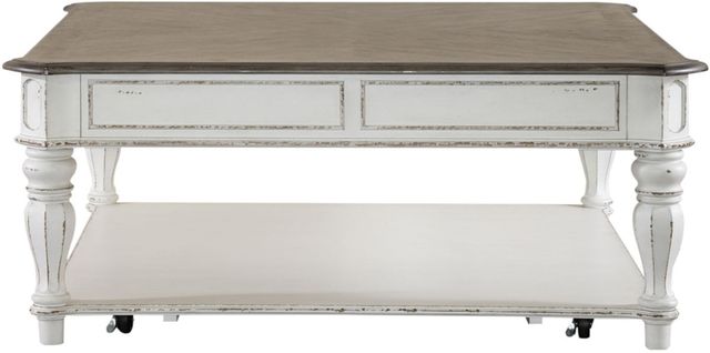 Liberty Furniture Magnolia Manor 3-Piece Weathered Bark Occasional Table with  Antique White Base Set-2