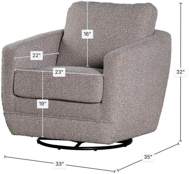 LH Home Feather Baltimo Boucle Greige/Matte Black Swivel Glider Chair-2