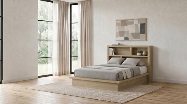 Coaster® Hendricks Light Oak Queen Bookcase Headboard Platform Bed-0