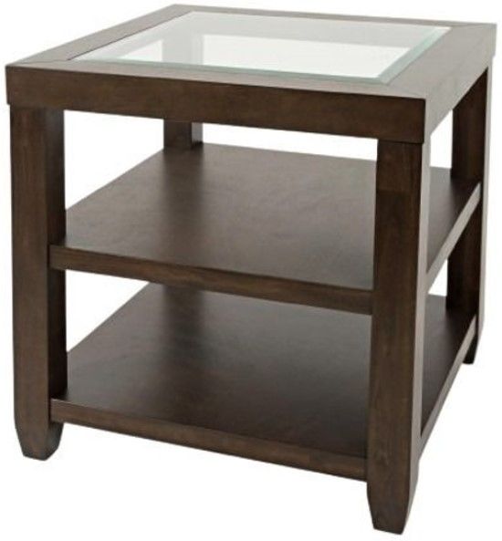 Jofran Inc. Urban Icon Glass Top End Table with Merlot Base-3