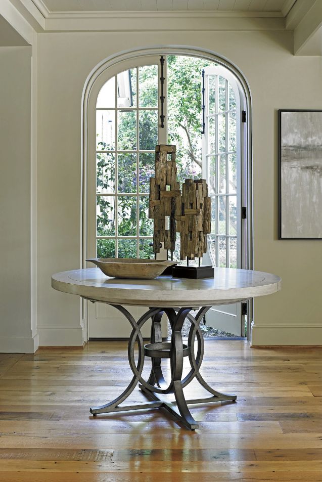 Lexington Home Oyster Bay Calerton White Dining Table with Pewter Base-1
