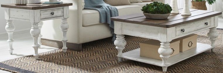 Liberty Furniture River Place 3-Piece Riverstone White Table Set with Tobacco Top 