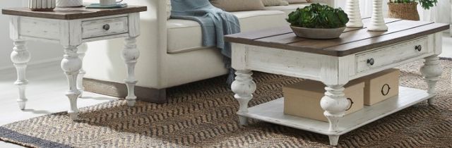 Liberty Furniture River Place 3-Piece Riverstone White Table Set with Tobacco Top -0
