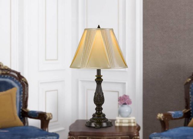 Cal® Lighting & Accessories Kerry Dark Bronze/Off-White Table Lamp-2