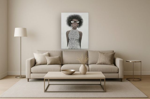 Classy Living Dramatic African American Lady in Silver Wall Art-1