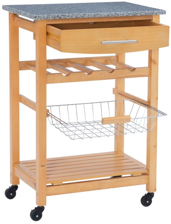 Linon Zoey Natural Kitchen Island with Granite Top-3