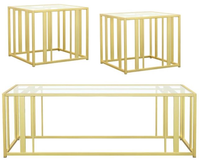 Coaster® Adri 3-Piece Tempered Glass Top Occasional Table with Matte Brass Base Set-0