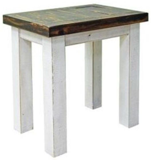 Million Dollar Rustic Econo White Small End Table with Brown Top -0