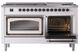Ilve® Nostalgie II Noblesse 60'' White Pro Style Dual Fuel Range with Burnished Trim-4