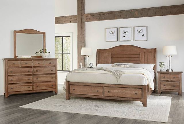 Vaughan-Bassett Cool Farmhouse Natural King Sleigh Storage Bed-1