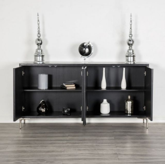 Furniture of America® Beckham Silver/Weathered Black 4-Door Cabinet-2