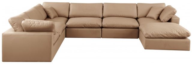 Meridian Furniture Comfy 7-Piece Tan U-Shape Vegan Leather Sectional -1
