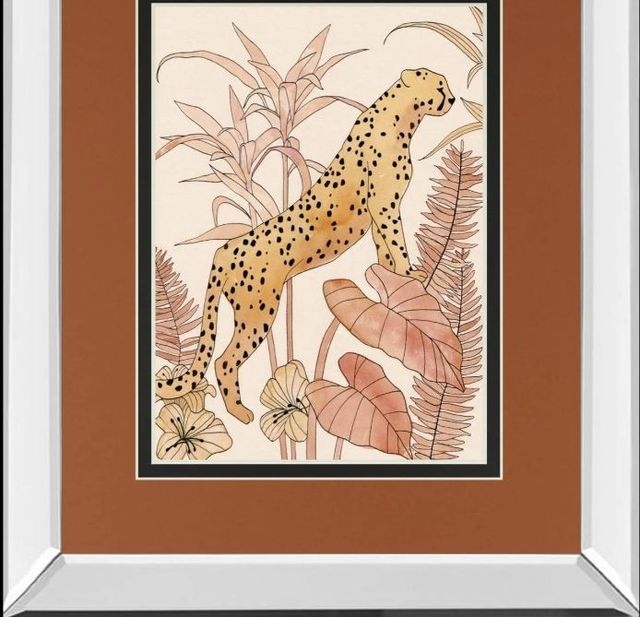 Classy Art Blush Cheetah II by Annie Warren Mirror Framed Wall Art-1
