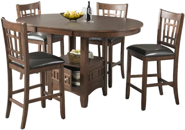 Elements International Max 5-Piece Cherry Round Pub Dining Set-0