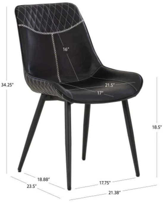 Linon August 2-Piece Black Dining Chair Set-2