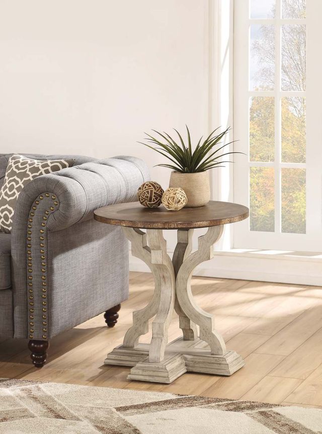 Flexsteel® Estate Galvanized Metal Top Lamp Table with Antiqued Base-2