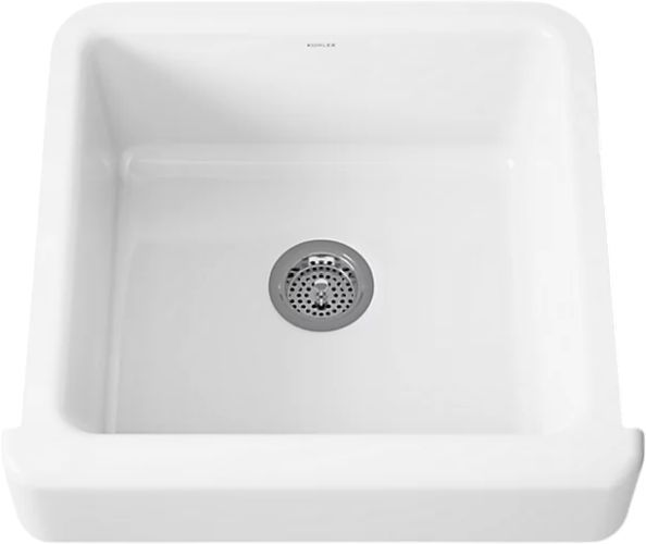 KOHLER® Whitehaven® White 24" Undermount Single-Bowl Farmhouse Kitchen Sink with Short Apron-0