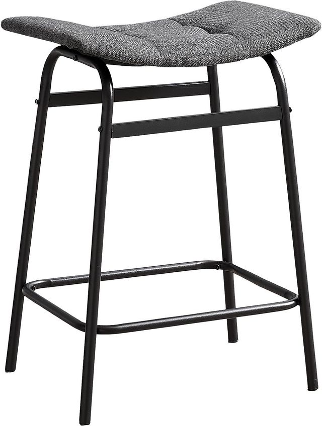 Monarch Specialties Inc. 2-Piece Black/Grey 24" Upholstered Counter Height Stools Set-0